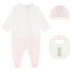 Baby Girls White & Pink Logo Babygrow Gift Set, 1, hi-res