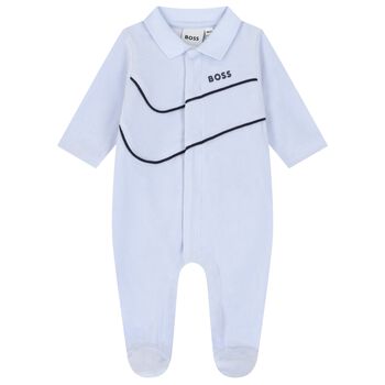 Baby Boys Blue Logo Babygrow
