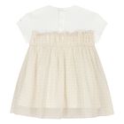 Younger Girls White & Beige Logo Dress, 1, hi-res