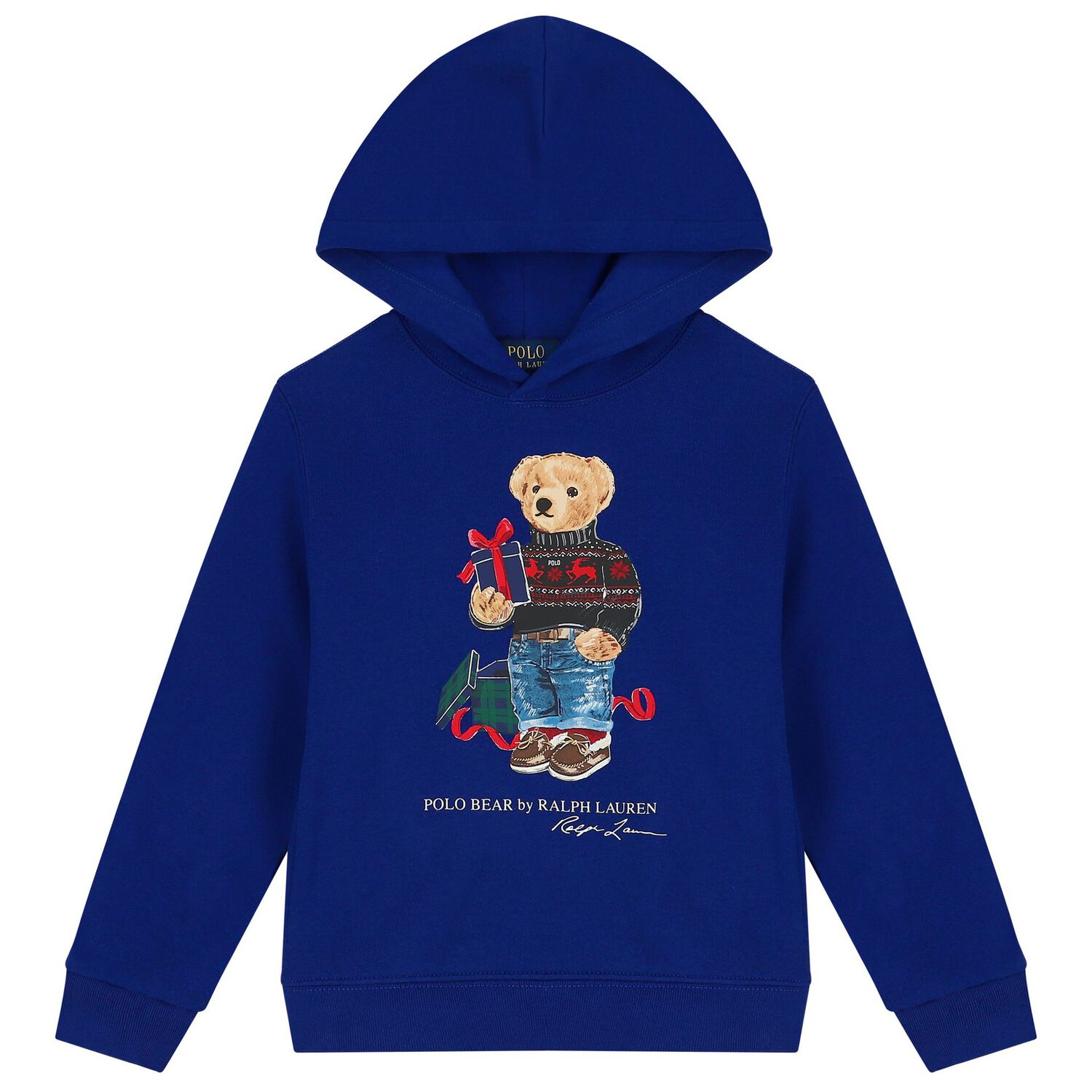 Boys Blue Polo Bear Hooded Top, 2, hi-res image number null