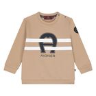 Younger Boys Beige Logo Sweatshirt, 1, hi-res