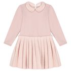 Girls Pink Jersey & Tweed Dress, 1, hi-res