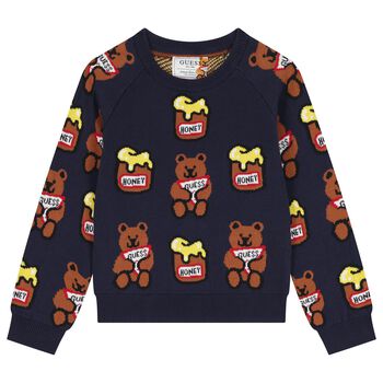 Boys Navy Blue Teddy Bear Sweatshirt