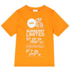 Boys Orange Logo Cotton T-Shirt, 2, hi-res