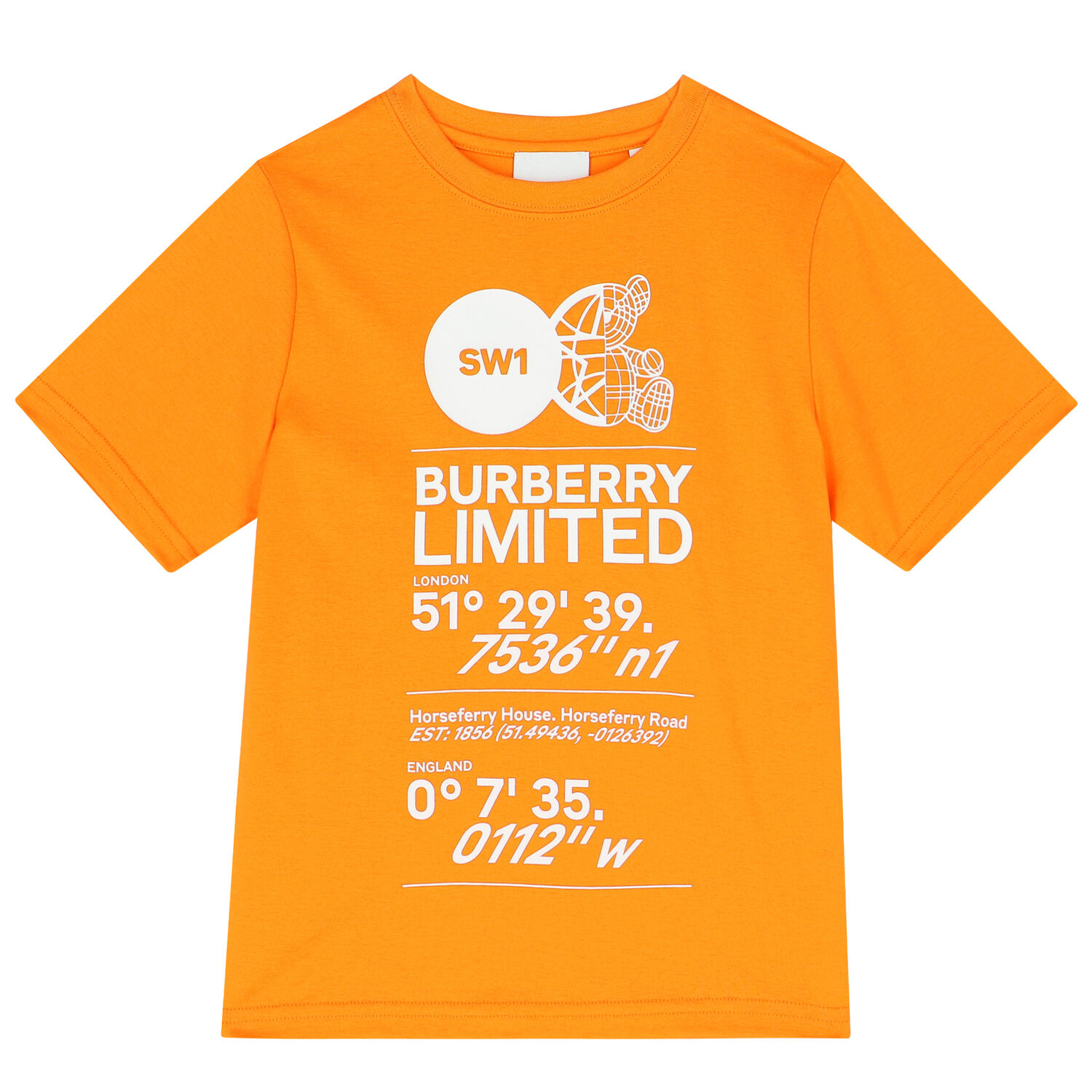 Boys Orange Logo Cotton T-Shirt, 2, hi-res