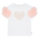 Girls White Ruffled Heart T-Shirt, 1, hi-res