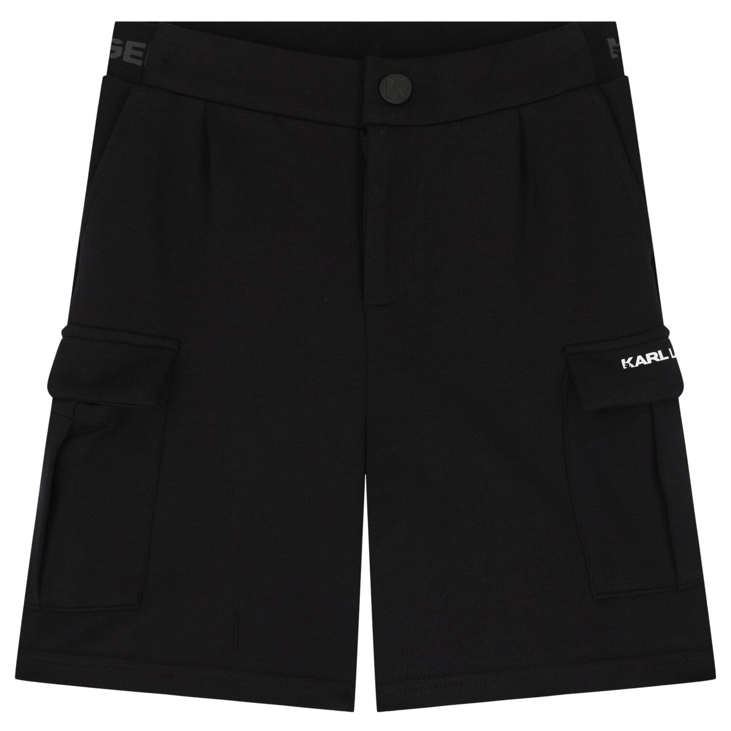 Boys Black Logo Shorts, 1, hi-res