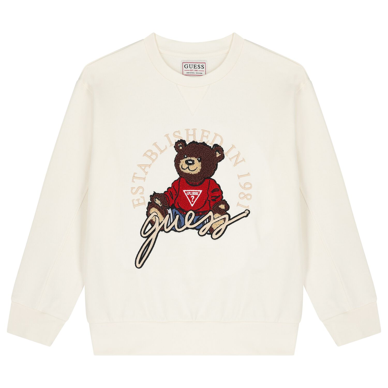 Boys Ivory Teddy Bear Logo Sweatshirt, 1, hi-res