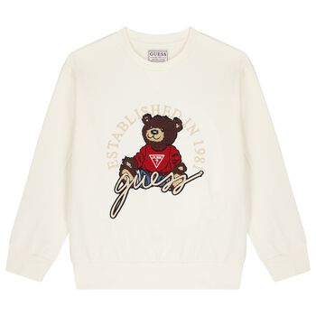 Boys Ivory Teddy Bear Logo Sweatshirt