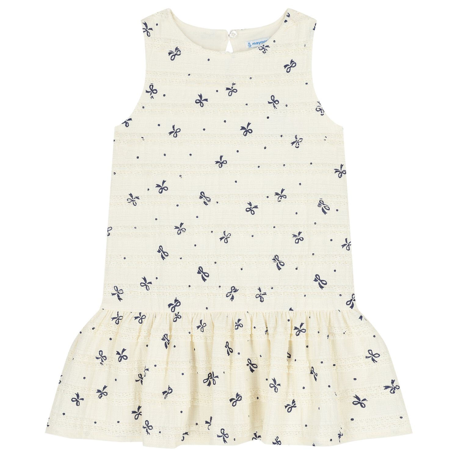 Girls Ivory Bow Dress, 1, hi-res