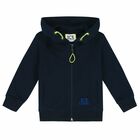 Younger Boys Navy Logo Hooded Top, 1, hi-res