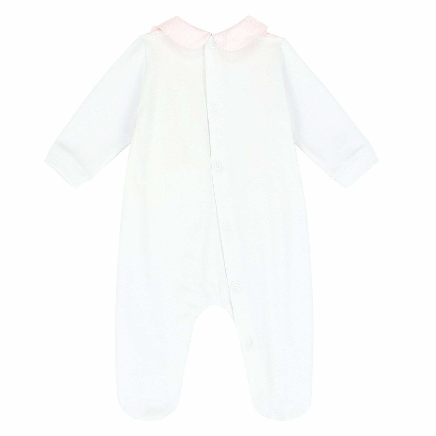 Baby Girls White & Pink Babygrow, 1, hi-res image number null