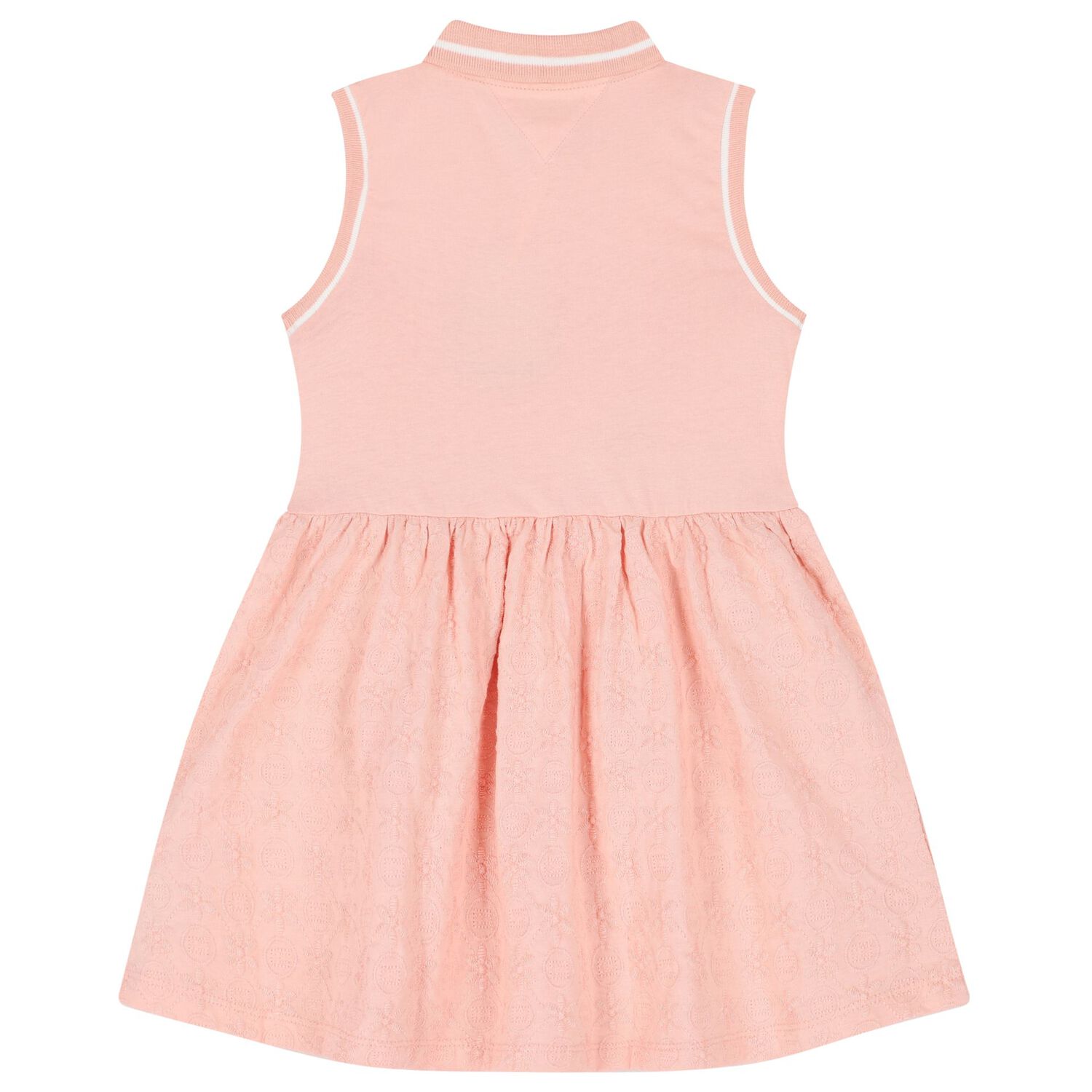Girls Pink Cotton Broderie Polo Dress, 1, hi-res image number null