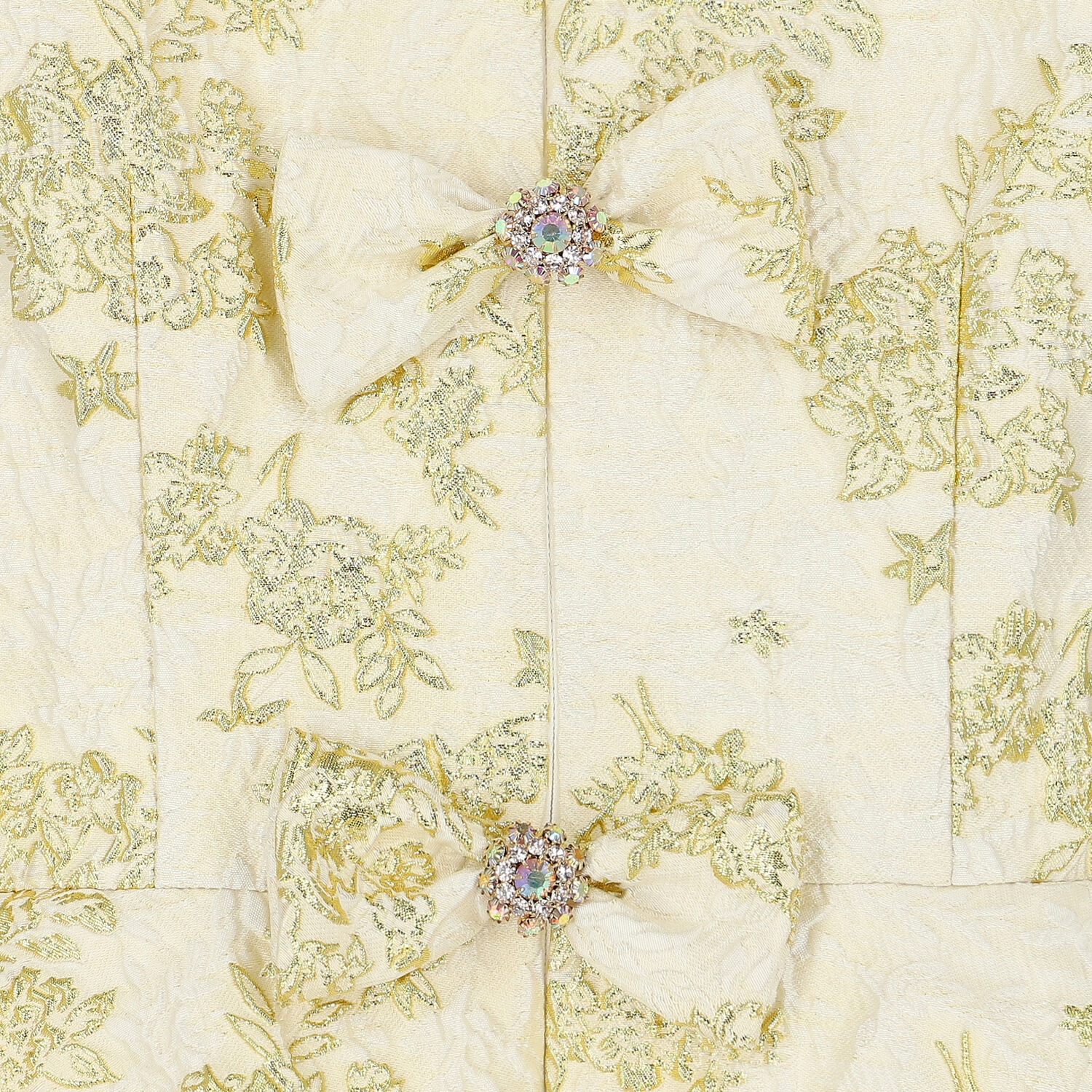 Girls Ivory & Gold Brocade Dress, 1, hi-res