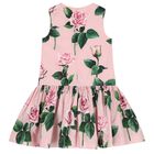 Girls Pink Rose Sleeveless Dress, 1, hi-res