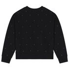 Girls Black Embellished Logo Sweatshirt, 2, hi-res
