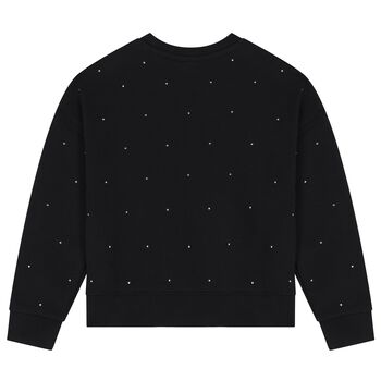 Girls Black Embellished Logo Sweatshirt