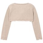 Girls Beige Bolero Knit Cardigan, 2, hi-res