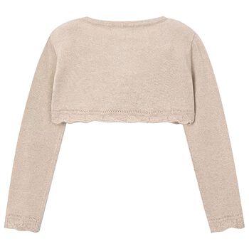 Girls Beige Bolero Knit Cardigan