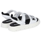 White & Black Logo Sandals, 1, hi-res