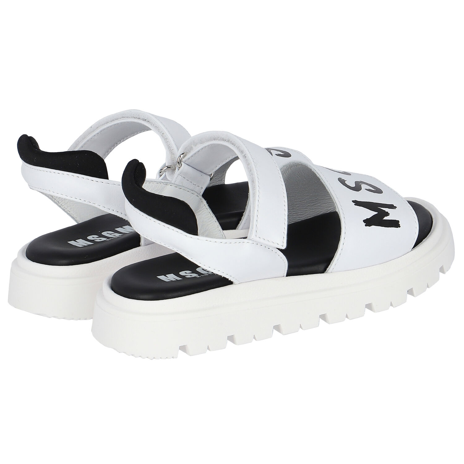 White & Black Logo Sandals, 1, hi-res
