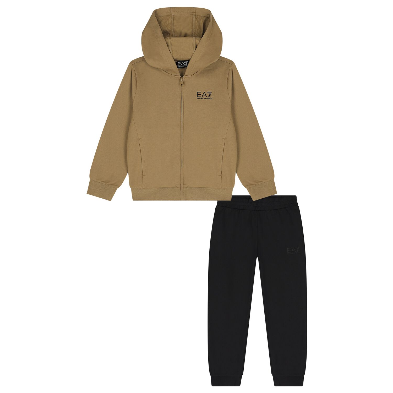 Boys Beige & Black Logo Tracksuit, 3, hi-res