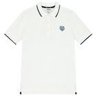 Boys White Logo Polo Shirt, 2, hi-res