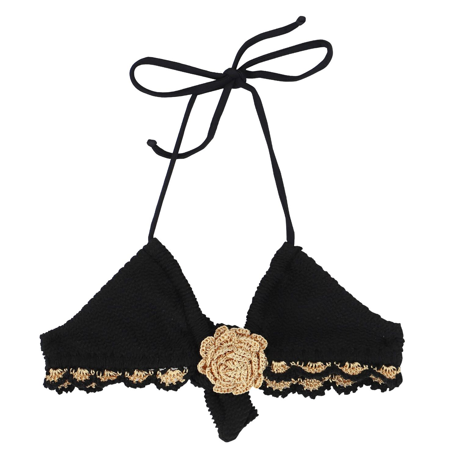 Girls Black & Gold Crochet Bikini, 1, hi-res image number null