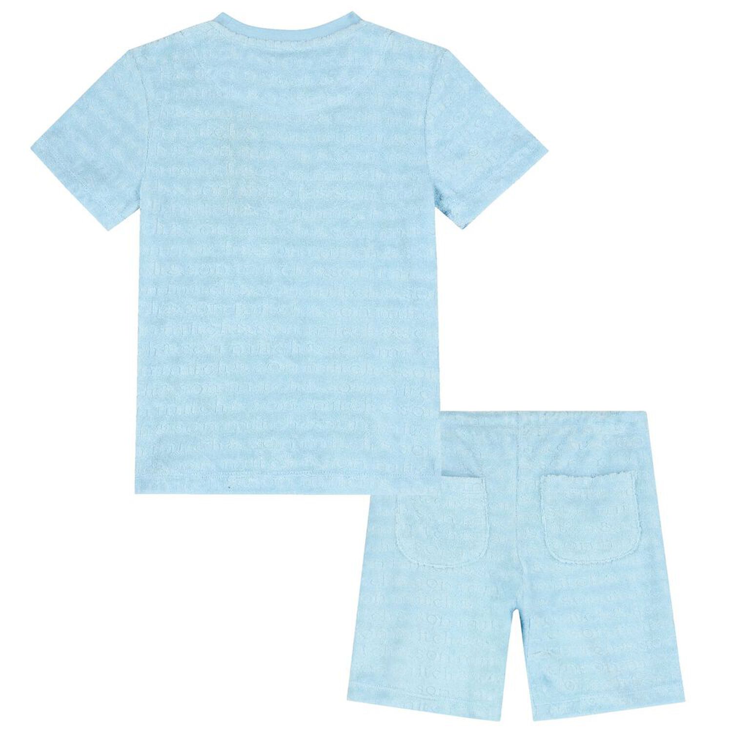 Boys Blue Logo Shorts Set, 1, hi-res