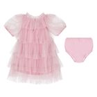 Baby Girls Pink Embellished Tulle Dress Set, 1, hi-res