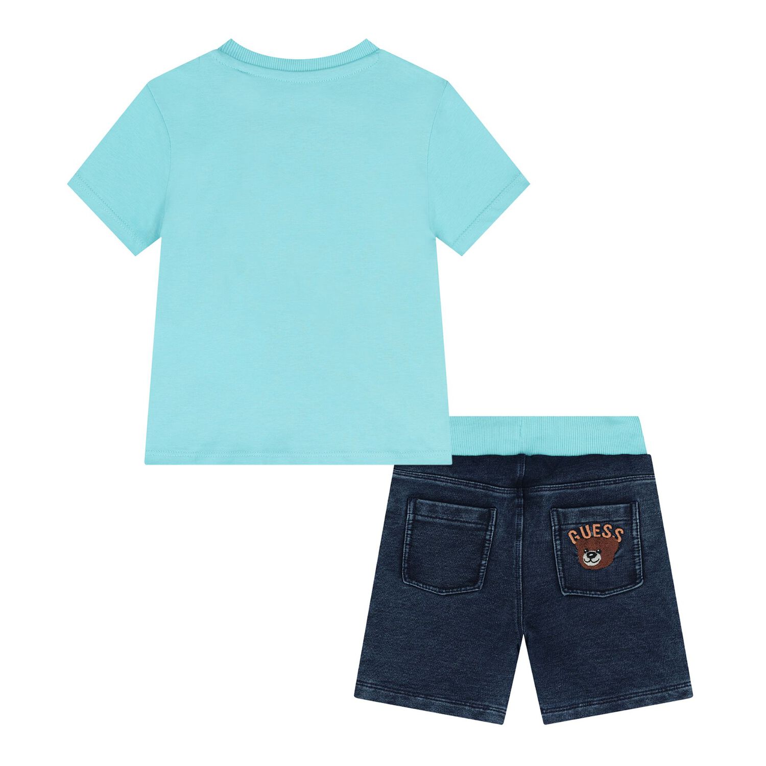 Baby Boys Blue Teddy Bear Logo Shorts Set, 1, hi-res
