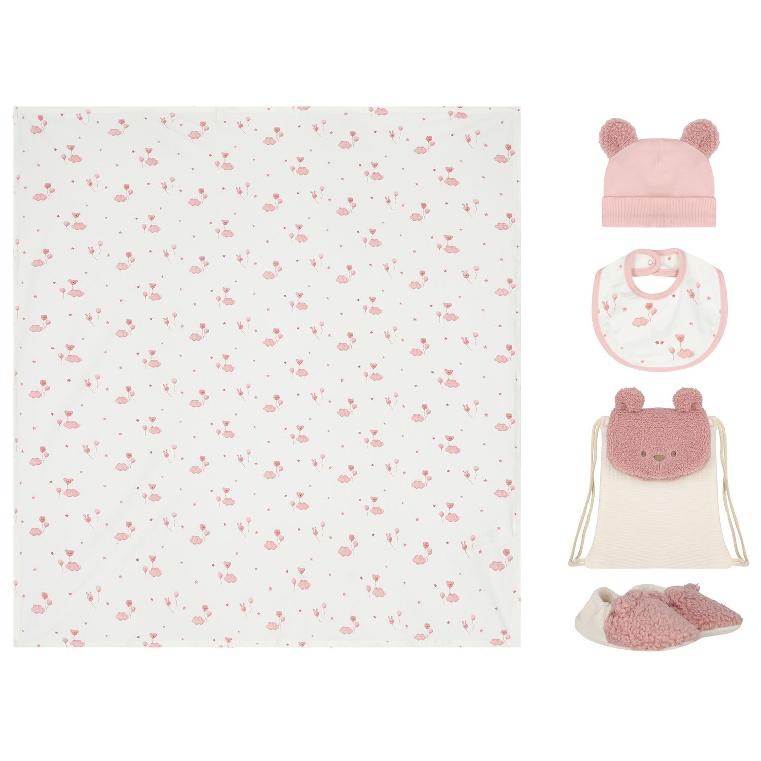 Baby Girls Pink & White Teddy Bear Gift Set, 2, hi-res