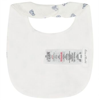 Baby Boys Ivory & Blue Teddy Bear Bib