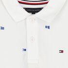 Boys White Logo Flag Polo Shirt, 1, hi-res