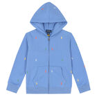 Boys Blue Logo Zip-Up Top, 1, hi-res