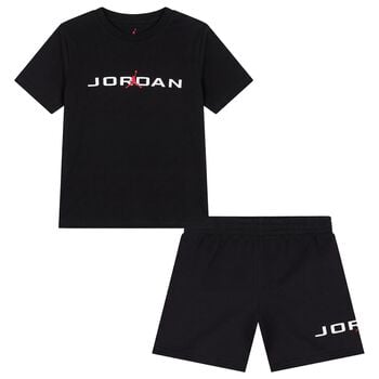 Boys Black Logo Shorts Set