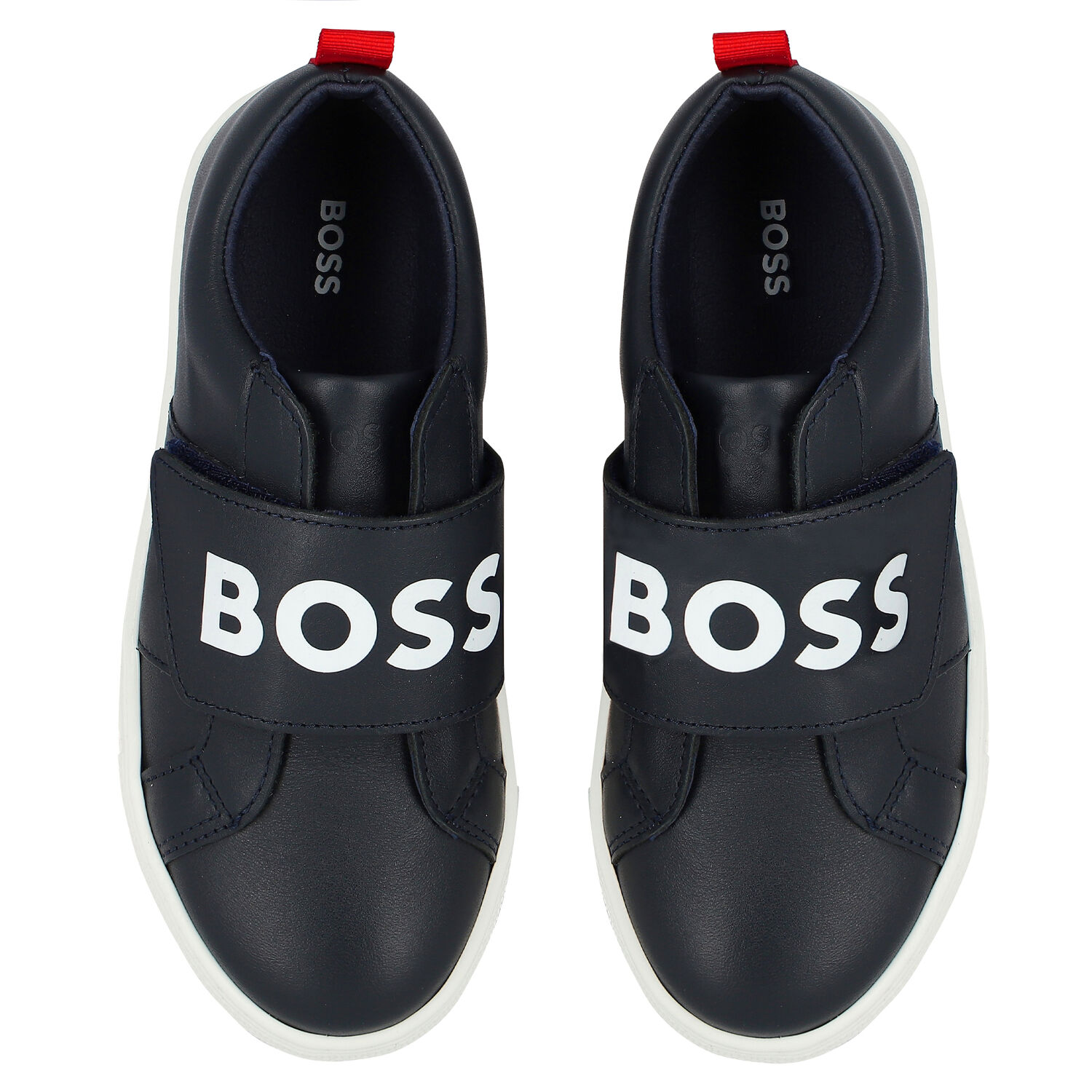 Boys Navy Blue Logo Trainers, 1, hi-res