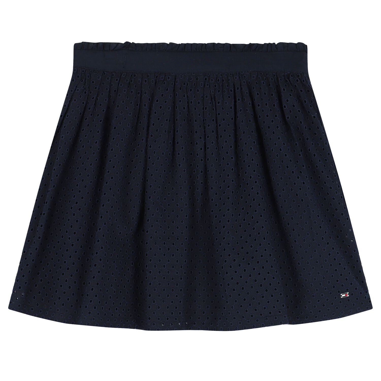 Girls Navy Blue Broderie Anglaise Skirt, 1, hi-res