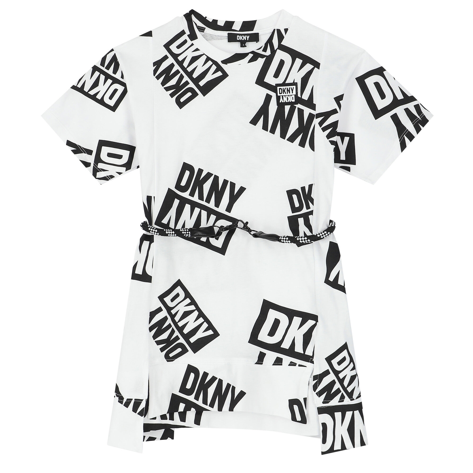 DKNY Girls White Logo T Shirt Dress Junior Couture UK