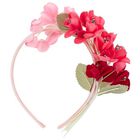 Girls Pink Floral Headband, 1, hi-res