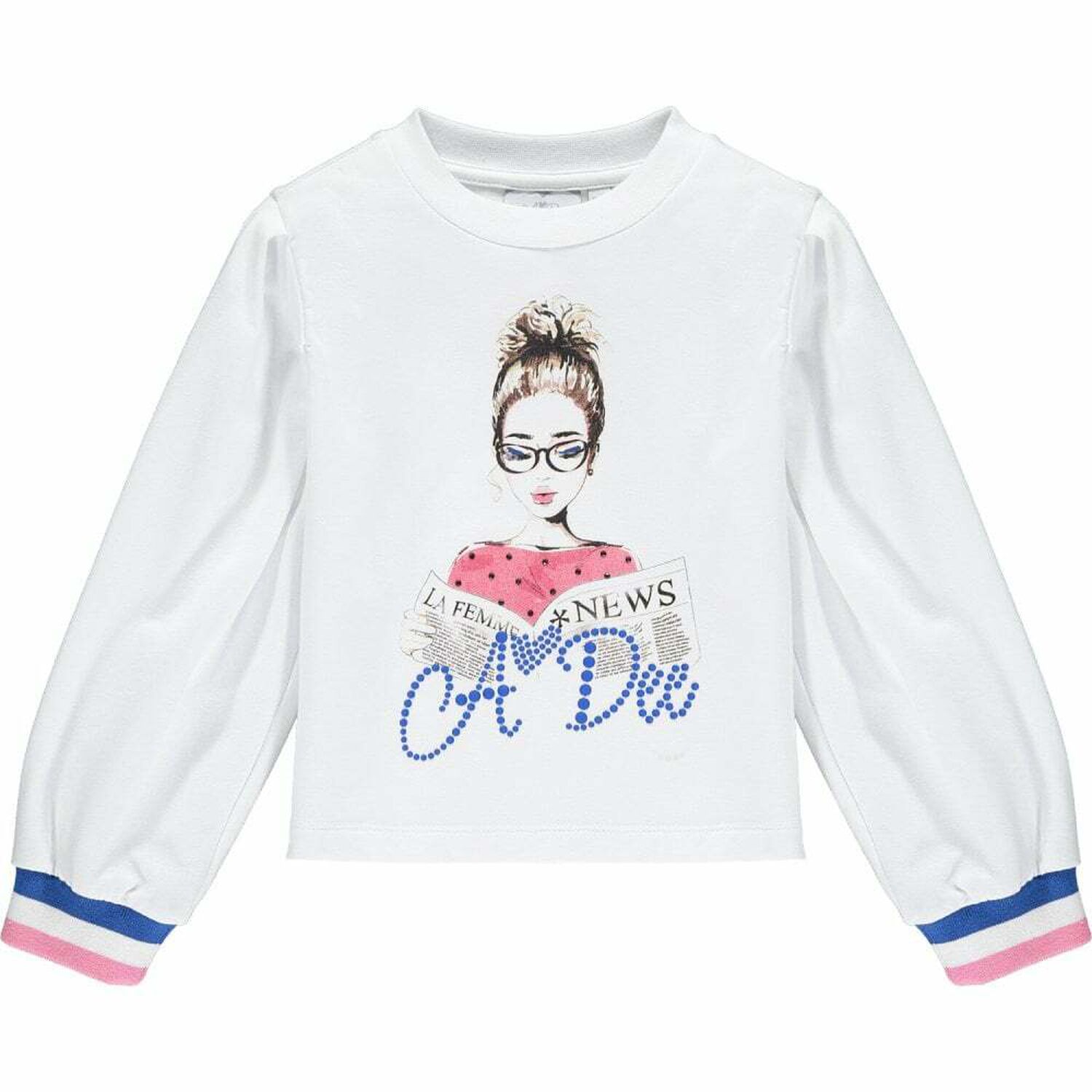 Girls White, Pink & Blue Logo Dress Set, 1, hi-res