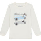 Boys White Car Long Sleeve Top, 1, hi-res