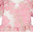 Girls Pink & Gold Floral Brocade Dress, 1, hi-res