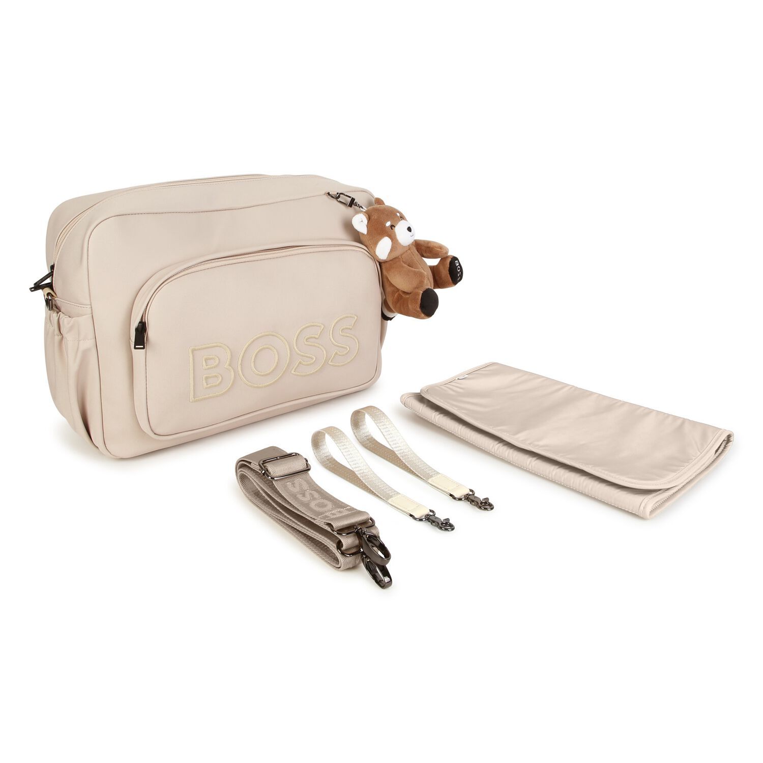 Beige Logo Red Panda Baby Changing Bag ( 38cm ), 3, hi-res