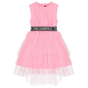 Girls Pink Logo Tulle Dress