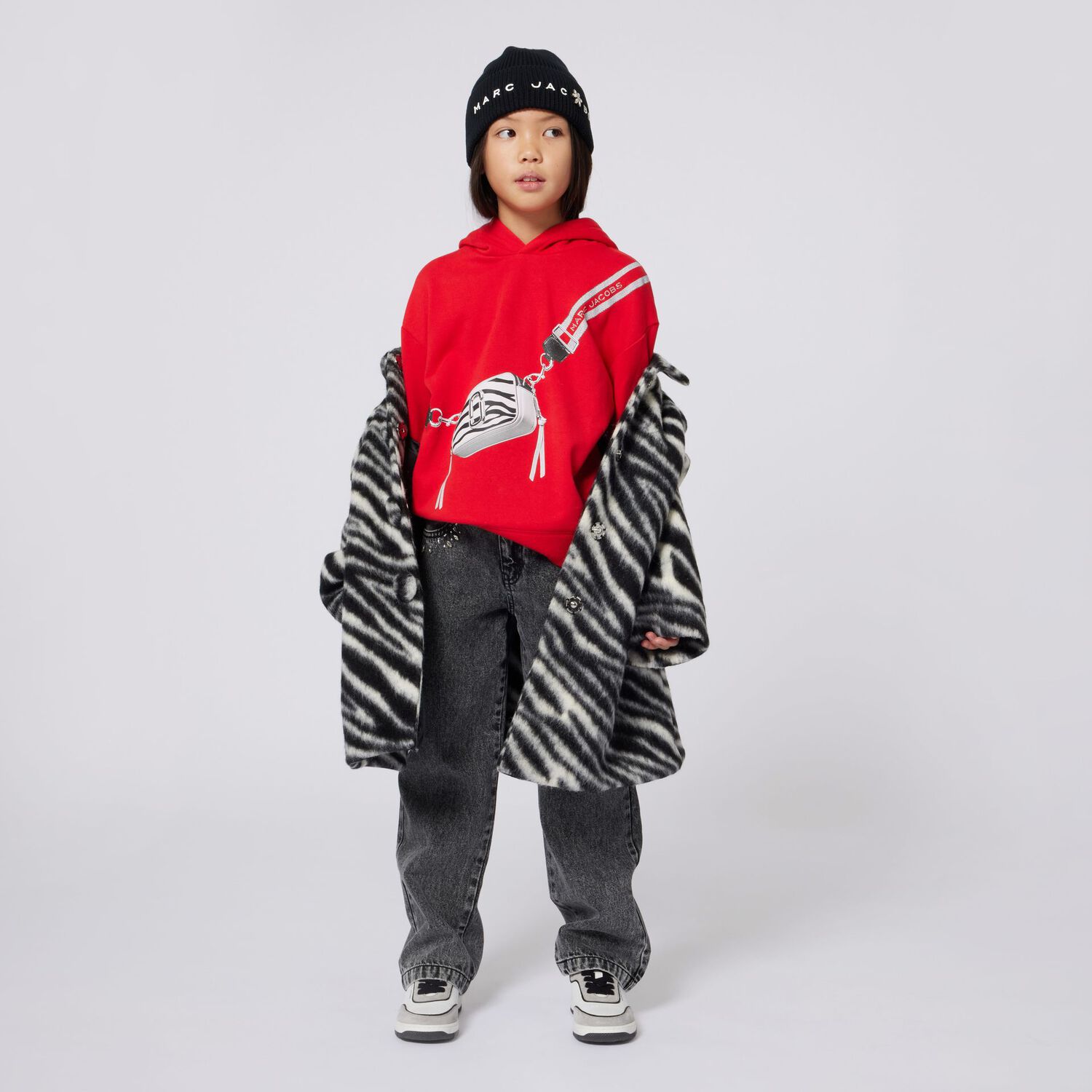 Girls Red Logo Bag Hooded Top, 1, hi-res