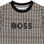 Younger Boys Black, Beige & White Checked Logo Sweatshirt, 1, hi-res