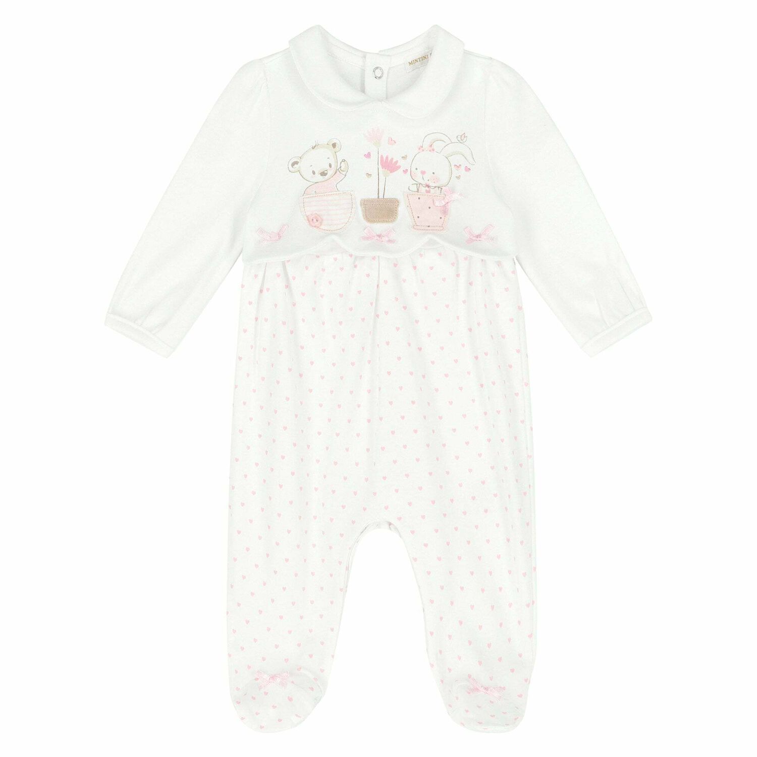Baby Girls White & Pink Babygrow, 1, hi-res image number null