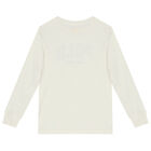 Boys Ivory Logo Long Sleeve Top, 1, hi-res