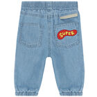 Younger Girls Blue Denim Trousers, 1, hi-res
